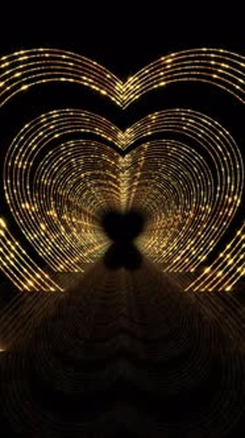 Shimmering Golden Heart Tunnel Animation