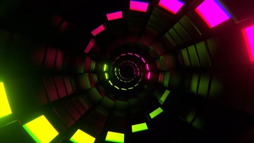 Pink And Light Green Neon Spiral Screens Tunnel Background Vj Loop In 4K