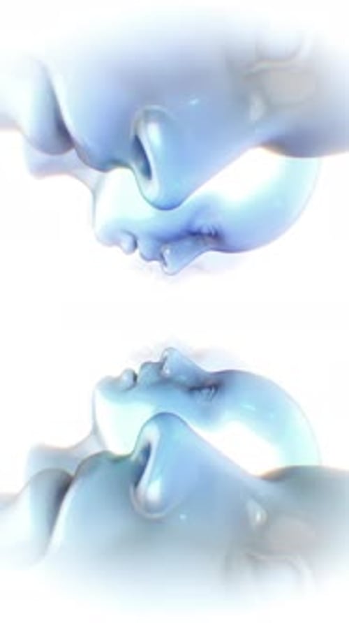 Abstract Fluid Faces Flowing Together Animation