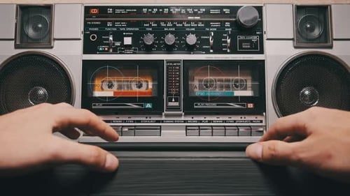 Music From a Vintage Boombox Player with TwoCassette Decks