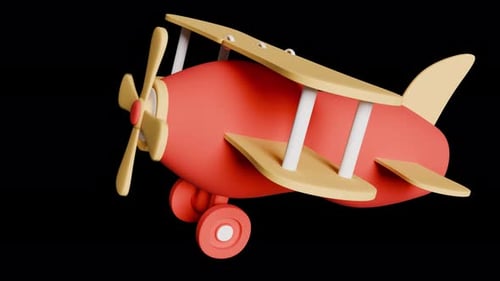 Cartoon Airplane Flying With Alpha Channel Loop