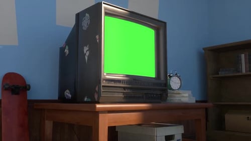 80er-Jahre-Zimmer mit CRT-TV