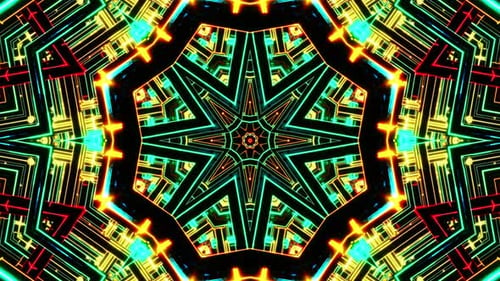 Flying between moving abstract forms. Kaleidoscope VJ loop