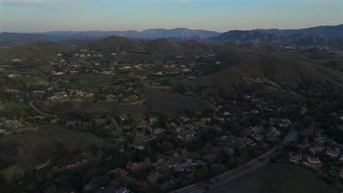 Stunning Aerial Views of the Malibu Mountains at Sunset Creating a Picturesque Scene