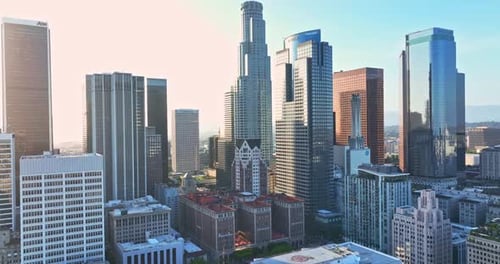 Horizonte de Los Ángeles con imponentes rascacielos Vista panorámica de Los Ángeles Los Ángeles con