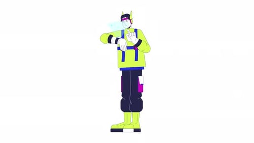 Flat Design Animation of Person Interacting with Smart Device