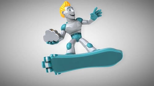 Robot surfing - 3D Animation