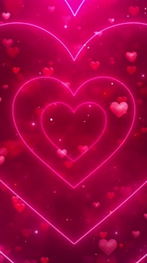 Rosafarbener Valentinstagshintergrund mit Herzen, Liebes-Bokeh-Herzen und Bokeh-Rot, 4K-Bewegungshintergrund, Liebe und