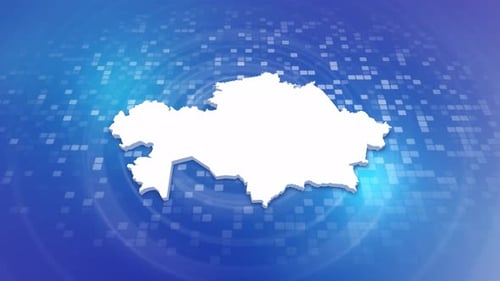 3D Kazakhstan Map Outline Reveal on Digital Grid