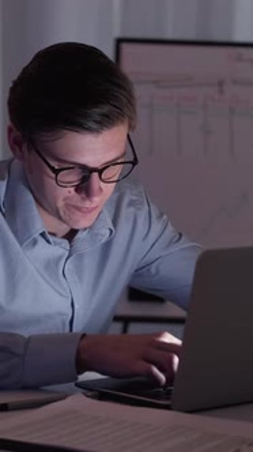 Vertical Male Worker Mental Overload Business
