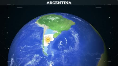 Argentina Map From Earth With Flag