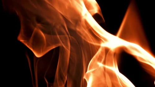 Tongues of Bright Fire on a Black Background Filmed on a Highspeed Camera at 1000 Fps