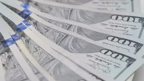 Close Up of Pile of Hundred Dollar Bills