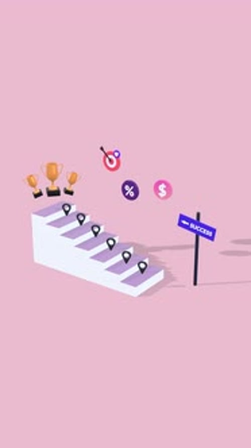 Vertical Animation Showing Steps Representing Personal Growth, Business Progress, Goal Achievement.