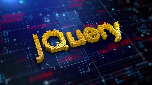 Voxel Text Reveal on Dynamic Digital Technology Background