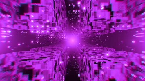 Colorido túnel futurista del ciberespacio, animación continua en bucle. Tema de ciencia ficción