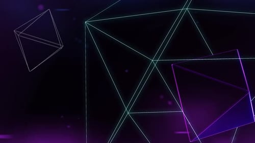 Dynamic Geometric Grid Network with Neon Glow Background