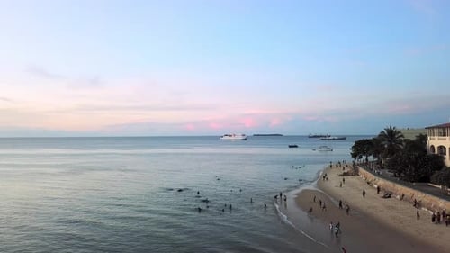 4k video footage of a city along the coastline