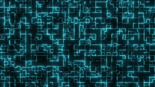 Abstract Grid Style Digital Glowing Background, Digital Technology Circuit Board BG, 3d Loop Animati