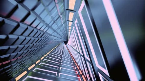 Flying Through Futuristic Digital Tunnel Background Loop