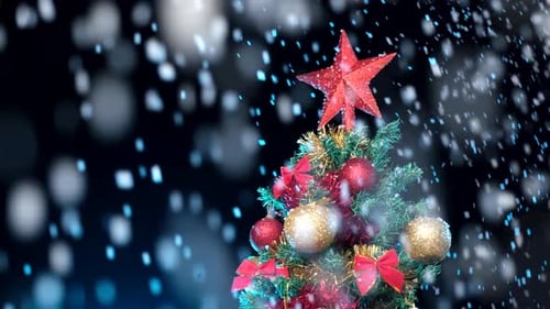 Festive Christmas Tree with Sparkling Snow