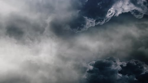 4K Dark Cumulonimbus Clouds In The Sky, Thunderstorm.