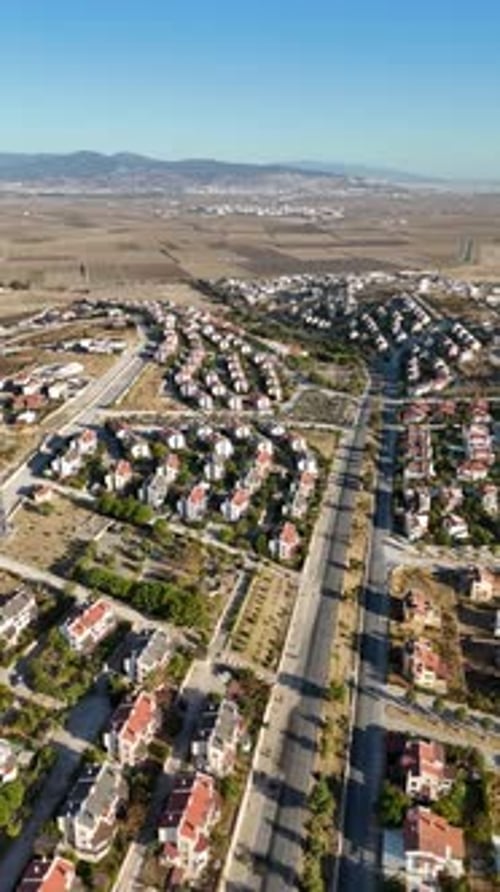 Vertical Aerial View of Planned Villa Neighborhood in Villakent, Izmir, Turkey