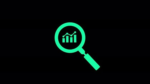 Flat Design Magnifying Glass Data Analysis Animation Icon