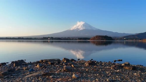 Reflection on the lake of Mount Fuji.