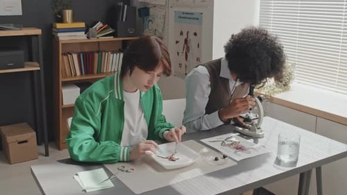 Girl Dissecting Frog Portrait