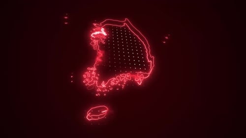 South Korea Map Neon Line Reveal Animation