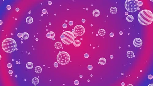 3D Sphere Balls Moving Background Loop - White Outlines on Purple