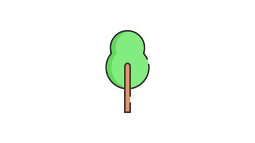 Animated Flat Design Tree Swaying Loop Icon