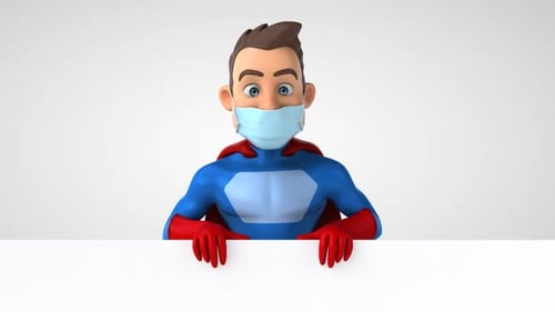 Fun cartoon superhero with a mask