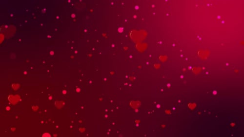 Animated Shiny Red Hearts Floating Romantic Background