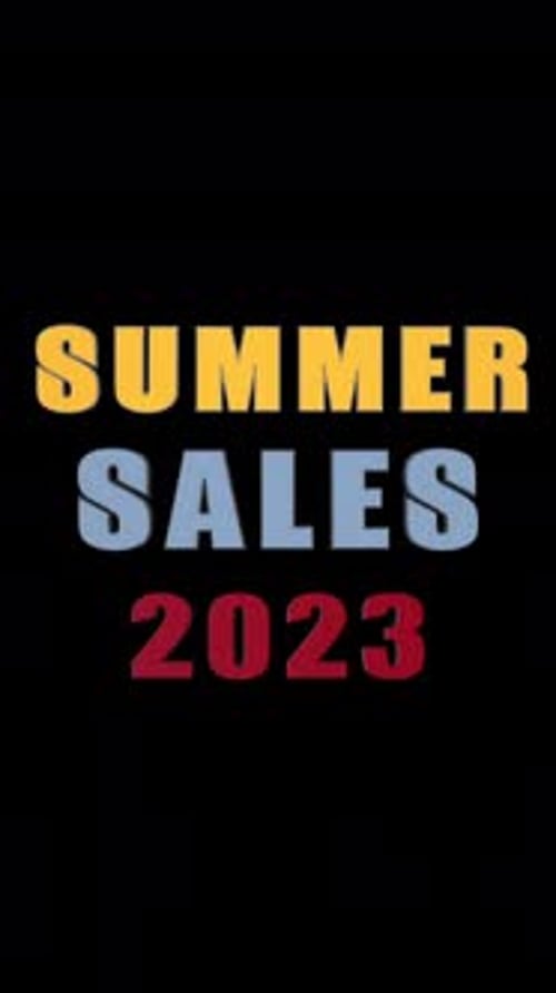 Summer Sales 2023 3D Text Animation Alpha Channel Vertical