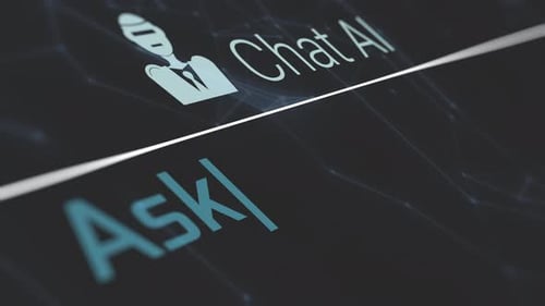 Chat AI Interface with Typing Text and Network Background