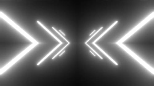 Dynamic neon arrows pulse forward in dark futuristic tunnel