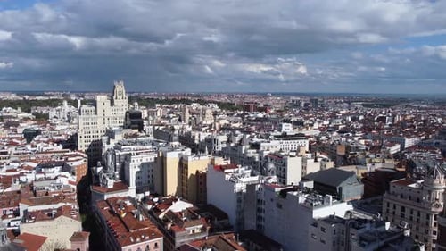 Panoramic Aerial View Of Madrid, Capital And Largest City Of Spain.