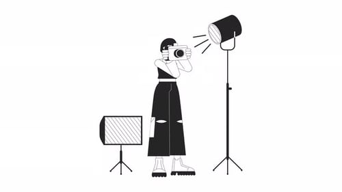 Animated Photographer Character in Flat Design Style