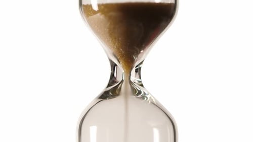 Sandglass Isolated on White Background Time is Running Hourglass Closeup