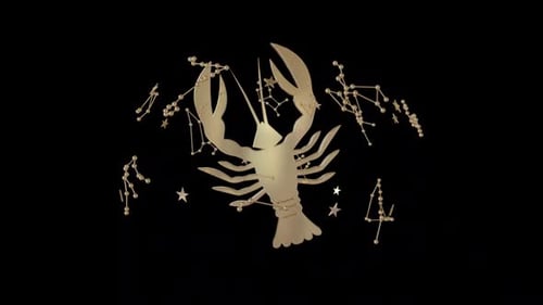 Animated Golden Cancer Zodiac Sign with Constellations