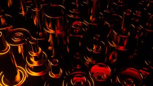 Red And Orange Metallic Moving Abstract Cylinders Background Vj Loop I 4K