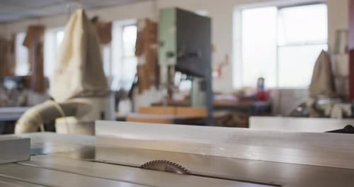 Video of machines and tools in traditional carpentry workshop
