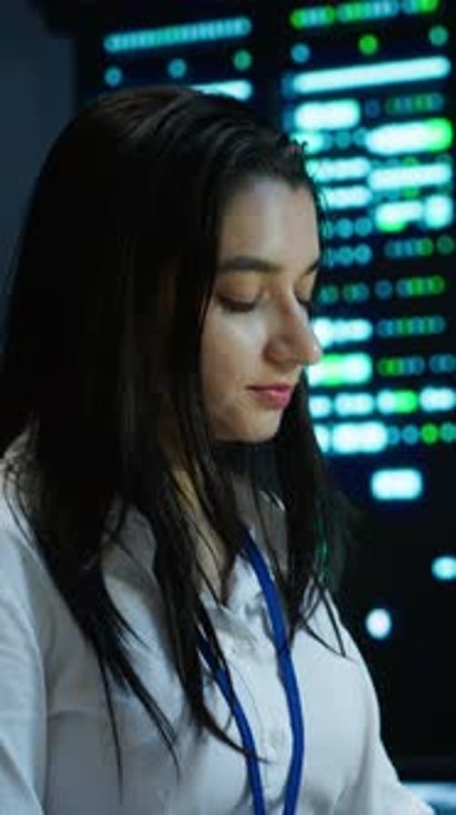 Vertical Video Computer Scientist Overseeing Data Center Making Improvements