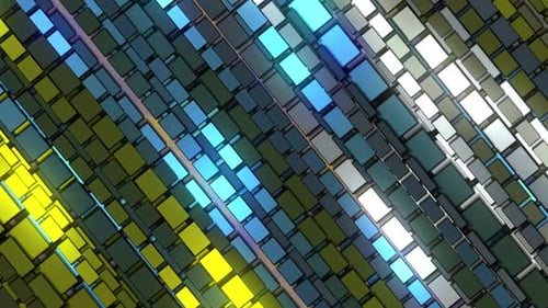 Abstract Glowing Blue and Yellow Geometric Grid Loop