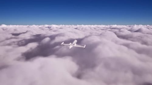 3D Private Jet Flying Above Clouds Realistic Animation