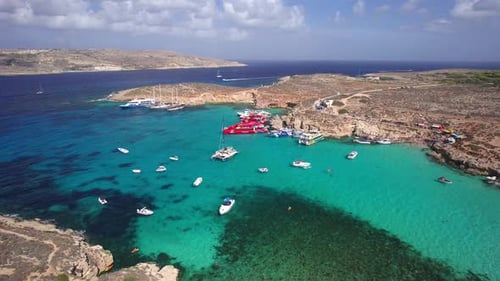 Stunning Colourful Blue Water Lagoon on Comino Island, Malta
