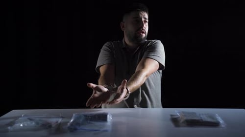 Ferramentas criminosas, explica um criminoso algemado.