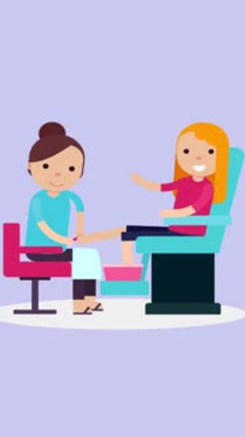 Flat Design Pedicure Animation for Beauty and Wellness Content